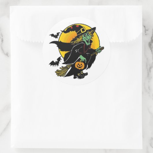 Happy Witch Ronde Sticker (Tas)