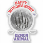 happy witches night demon animal sticker (Voorkant)