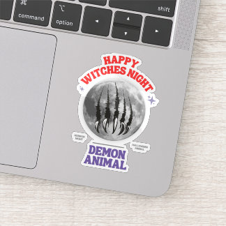 happy witches night demon animal sticker