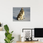 Happy Wolf op bevroren hond Poster (Thuiskantoor)