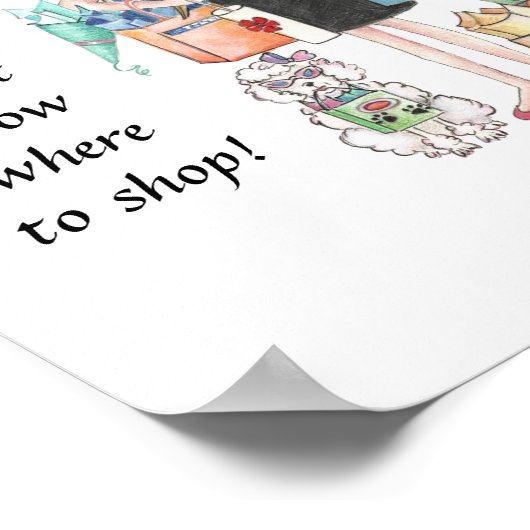 Happy Woman Caricature, ze wist waar ze moest wink Poster (Hoek)