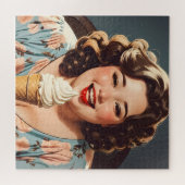  Happy Woman Eating Ice Cream Legpuzzel (Horizontaal)