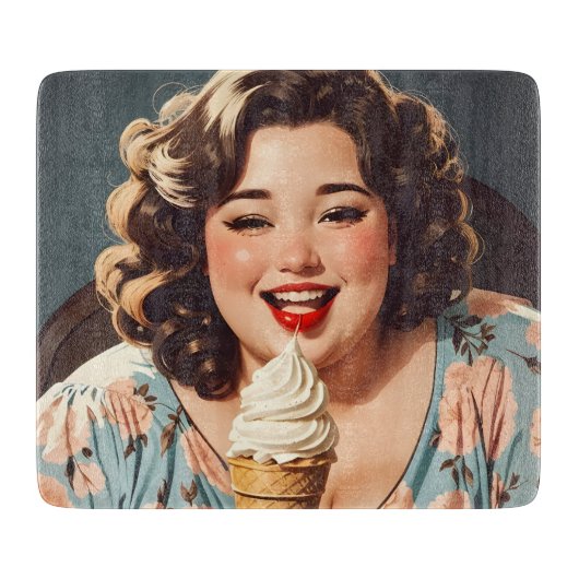  Happy Woman Eating Ice Cream Snijplank (Voorkant)