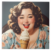 Happy Woman Eating Ice Cream