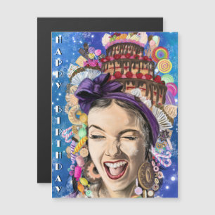 Happy Woman Funny Magnetic Birthday Kaart