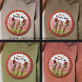 Happy Women's Day Red Button Hands Holding Tulips