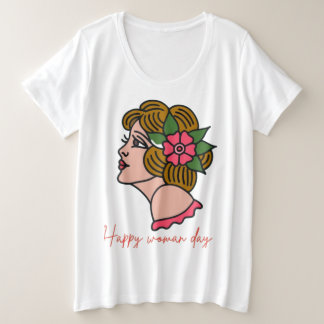 Happy Women's Day - Vrouwelijke portretkunst | Dam Grote Maat T-shirt