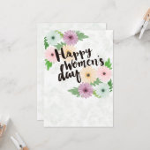 Happy Women's Day Wenskaart Kaart (Voorkant / Achterkant in situ)