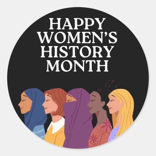 Happy Women's History Month Ronde Sticker (Voorkant)