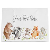 Happy Woodland Friends Baby shower Groot Cadeauzakje (Voorkant)