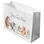 Happy Woodland Friends Baby shower Groot Cadeauzakje (Achterkant Gekanteld)