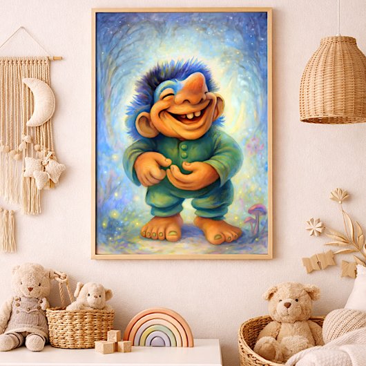 Happy Woodland Troll Boy Cozy Fairytale  Foto Afdruk