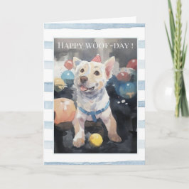 Happy Woof-Day Dog Birthday Card | Cute Watercolor Kaart