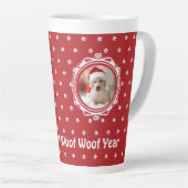 'Happy Woof Year' Hondenliefhebber Christmas Big Latte Mok (Rechterhoek)
