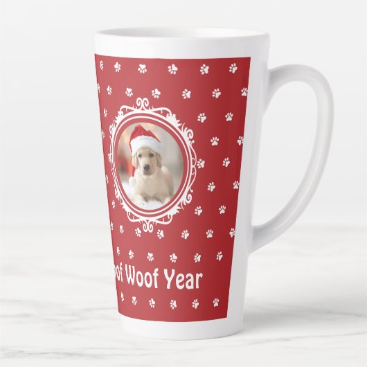 'Happy Woof Year' Hondenliefhebber Christmas Big Latte Mok (Rechts)