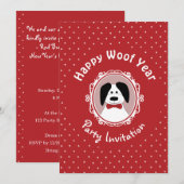 "Happy Woof Year" Oud en Nieuw Feest Uitnodiging (Voorkant / Achterkant)
