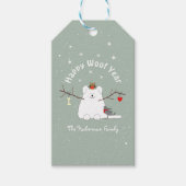 'Happy Woof Year' Snowcat Cadeaulabel (Voorkant)