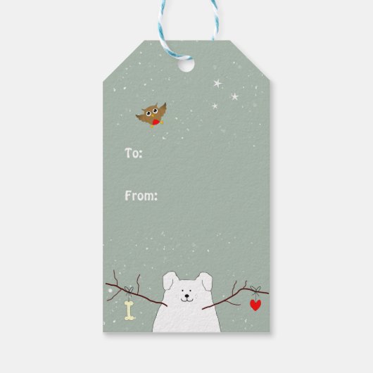 'Happy Woof Year' Snowcat Cadeaulabel (Achterkant)