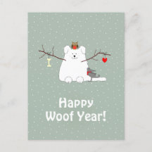 'Happy Woof Year' Snowdog Kerst Briefkaart