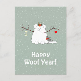'Happy Woof Year' Snowdog Kerst Briefkaart