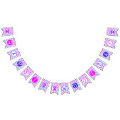 Happy Woofday Blauw Wit Roze Poot Silhouet Vlaggetjes (Alle)