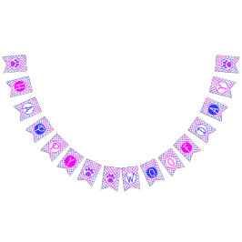 Happy Woofday Blauw Wit Roze Poot Silhouet Vlaggetjes