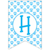 Happy Woofday Blue Paw Silhouet met 4 afbeeldingen Vlaggetjes (Tweede vlag)