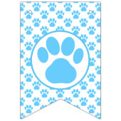 Happy Woofday Blue Paw Silhouet met 4 afbeeldingen Vlaggetjes (Eerste vlag)