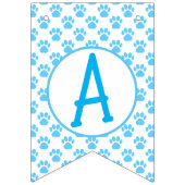 Happy Woofday Blue Paw Silhouet met 4 afbeeldingen Vlaggetjes (Derde vlag)