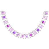 Happy Woofday Paarse roze geel Bl Paw Silhouet Vlaggetjes (Alle)