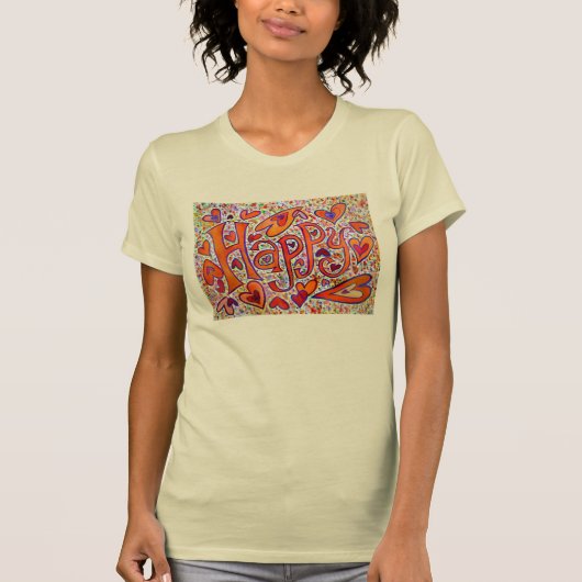 Happy Word Art T-shirt (Voorkant)