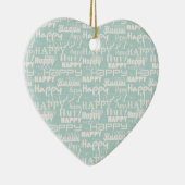 Happy Words Blue Keramisch Ornament (Rechts)