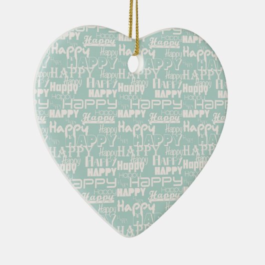 Happy Words Blue Keramisch Ornament (Rechts)
