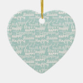 Happy Words Blue Keramisch Ornament (Voorkant)