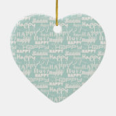 Happy Words Blue Keramisch Ornament (Achterkant)