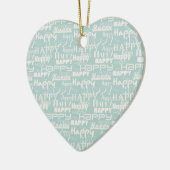 Happy Words Blue Keramisch Ornament (Links)
