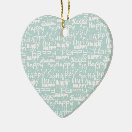 Happy Words Blue Keramisch Ornament (Links)