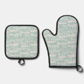 Happy Words Blue Ovenwant & Pannenlap Set (Voorkant)