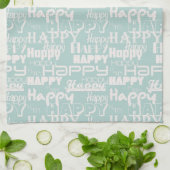 Happy Words Blue Theedoek (Gevouwen)