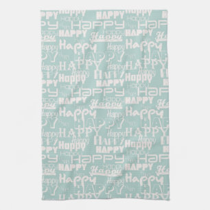 Happy Words Blue Theedoek