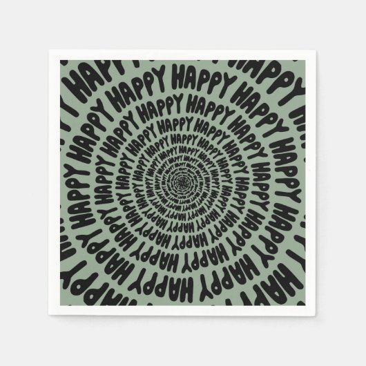 Happy words font spiraal concentrische cirkels gro servet (Voorkant)
