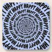 Happy words font spiraal concentrische cirkels lil bier onderzetter (Voorkant)