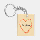Happy Words Heart Oranje en Peach Sleutelhanger (Voorkant Links)