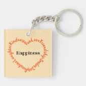 Happy Words Heart Oranje en Peach Sleutelhanger (Achterkant)