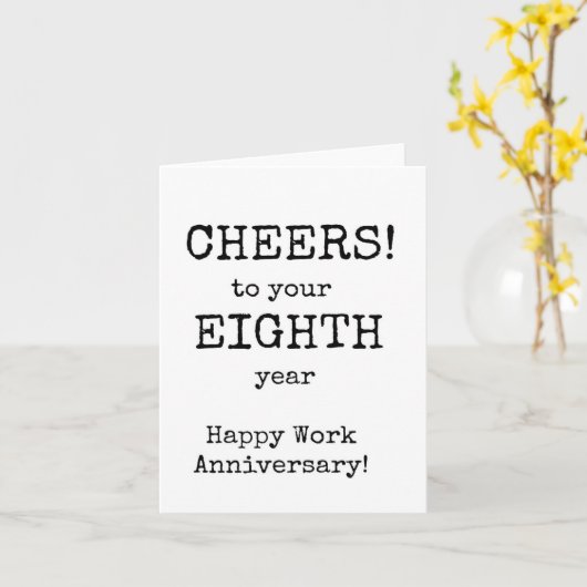 Happy Work Jubileum, achtste jaar Kaart (Gele Bloem)