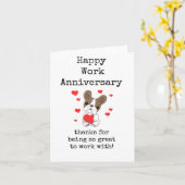 Happy Work Jubileum, Bedankt, Schattigee hond, har Kaart (Gele Bloem)