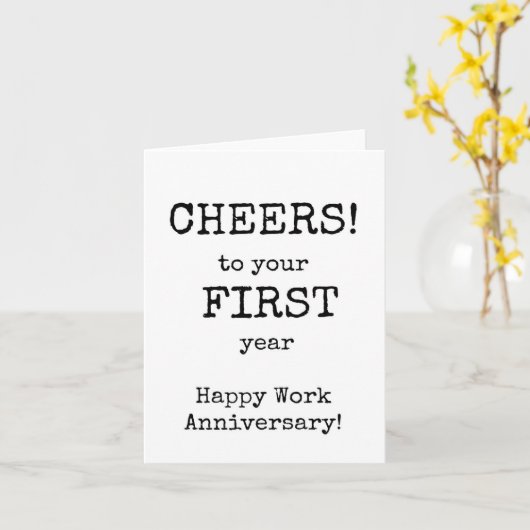 Happy Work Jubileum eerste jaar Kaart (Gele Bloem)