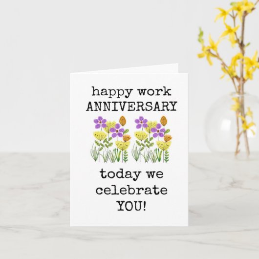 Happy Work Jubileum, vandaag vieren we jullie Kaart (Gele Bloem)