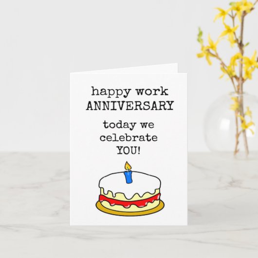 Happy Work Jubileum, Vier je, taart, Kaart (Gele Bloem)