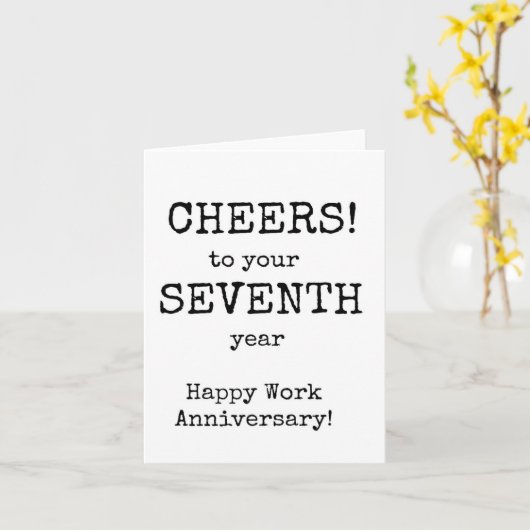 Happy Work Jubileum, zevende jaar Kaart (Gele Bloem)